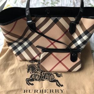 Burberry Tote Bag w/ removable zippered clutch